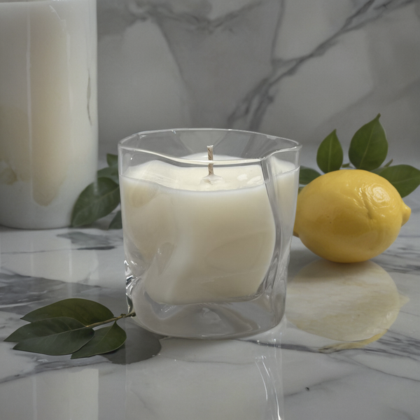Lemon Myrtle Wave Glass Candle 400g